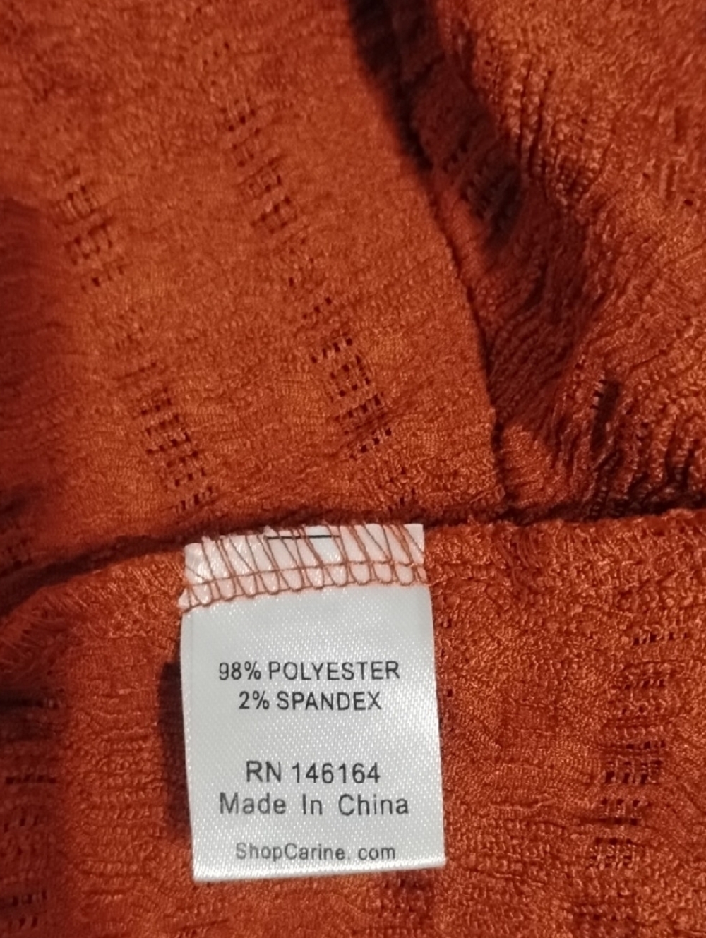 Carine Rust Orange Textured Cowl Neck Top - Picture 3 of 8